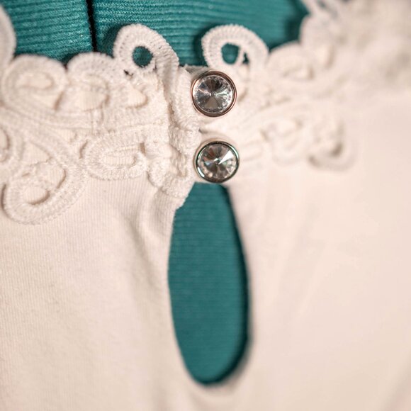 Boston Proper White Cut-Out Lace Top | Size Small - Picture 6 of 8